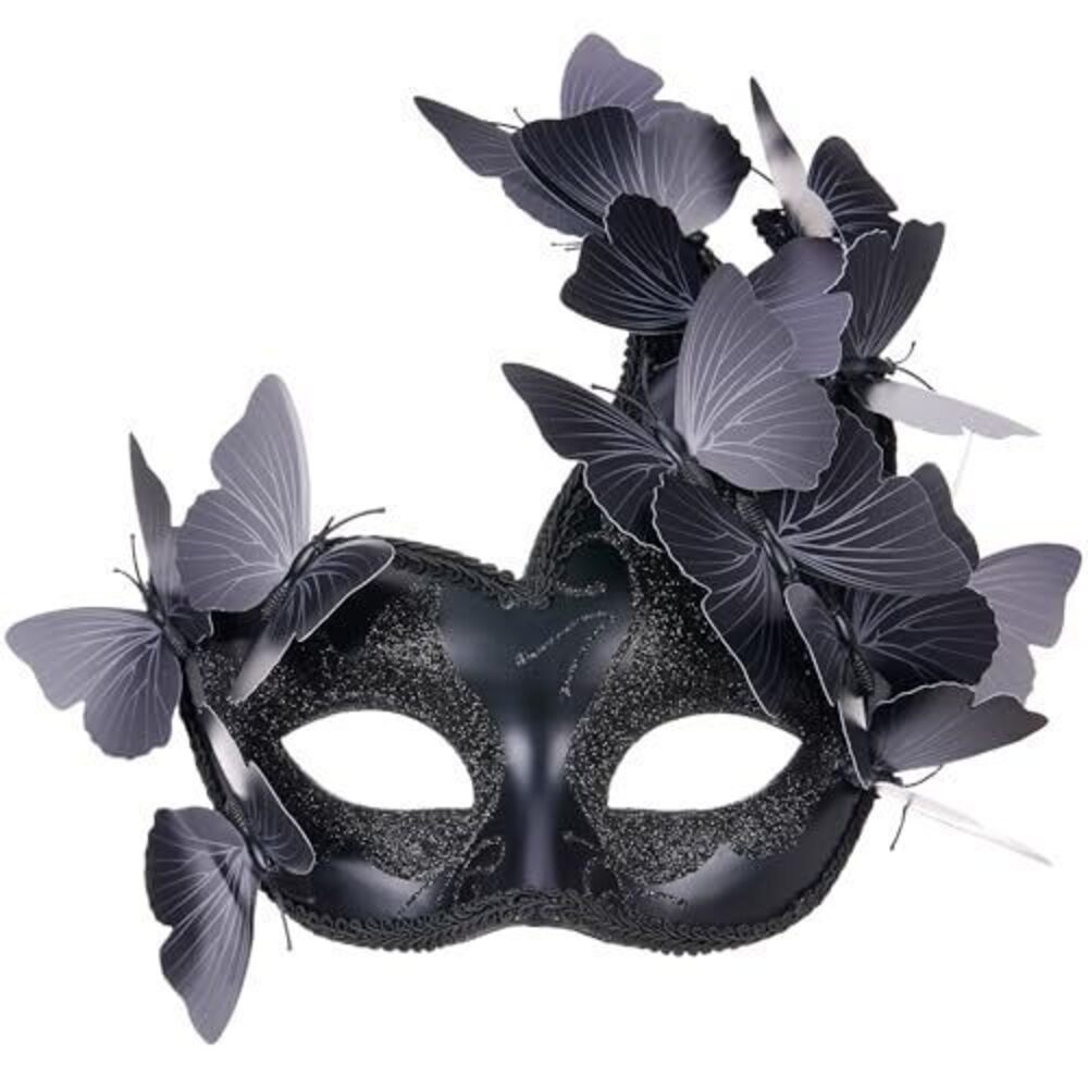 4303 Black Masquerade Mask - Elf Renfaire Fairy Butterfly Masks Monarch